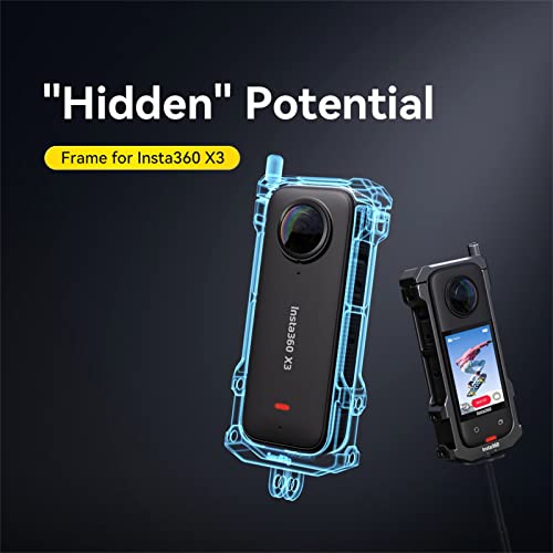 Image of SmallRig Aluminum Frame Cage for Insta360 X3, Protective Case for Insta 360 X3, with 1 /4 inch Threads, Cold Shoe Mount, Folding Fingers, Silicone Lens Cap - 4088B