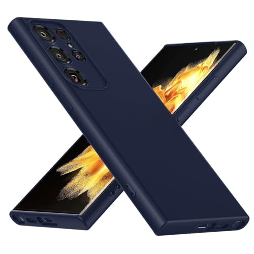 Image of LIRAMARK Liquid Silicone Soft Back Cover Case for Samsung Galaxy S23 Ultra 5G (Midnight Blue)