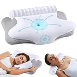 onesmile Cervical and Roll Neck Pillow-2 in 1 Removable Ergonomic for Pain Relief, Support for Sleeping, Memory Foam for Side, Back & Stomach Sleepers (White)