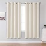 DUALIFE Cream Beige Curtains 72 Inch Length Blackout Window Drapes for Bedroom Thermal Insulated Roo