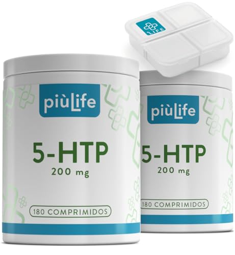 5HTP Extracto De Griffonia 360 Comprimidos PiùLife, 2 Al Día, Suplemento 5 HTP Natural Buen Humor, Reducir Estrés, Insomnio, Dormir Bien Adultos, Relax Y Tranquilidad