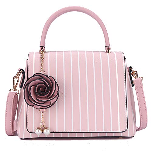 Multiple Pockets Handbag for Women Fashion Ladies PU Leather Top Handle Satchel Shoulder Tote Bags Purse (Pink)