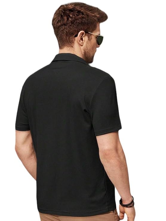 Image of Men's Ribbed Polo Tshirt (42, Black)
