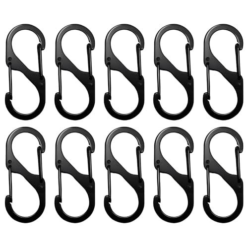 【ColorfylCoco】S字型カラビナ S字型フック 10個セット コンパクト ダブルフック カラビナ 小型 自動ロック アウトドア 登山 キャンプ用品 (Lサイズ(高さ61.5mm×幅25.5mm))