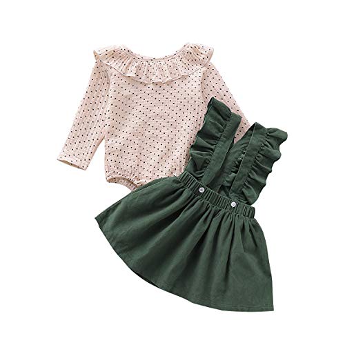 18-24 Months Toddler Girl Clothes Fall Oneises Long Sleeve Romper Suspender Dress Skirt Set Ruffle Romper Infant Linen Jumpsuit Bodysuit One Pieces