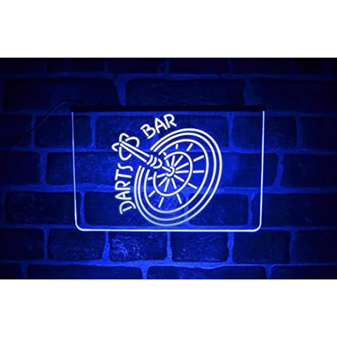 Darts Bar LED Neon Light Sign | Hanging Wall Lit Up Plaque For Arrows Game Room Cover