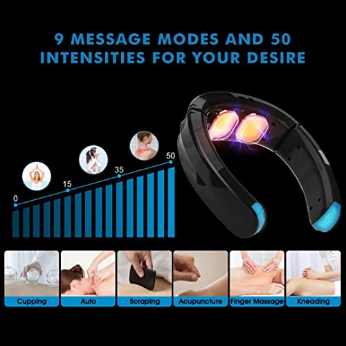 Osito Neck Massager With Heat Ems &Tens 9 Modes 50 Intensities Therapy For Cervical Neck Pain Relief, Cordless Shiatsu Pulse Electric Muscle Stimulator Back Neck Massage Equipment #TOP3