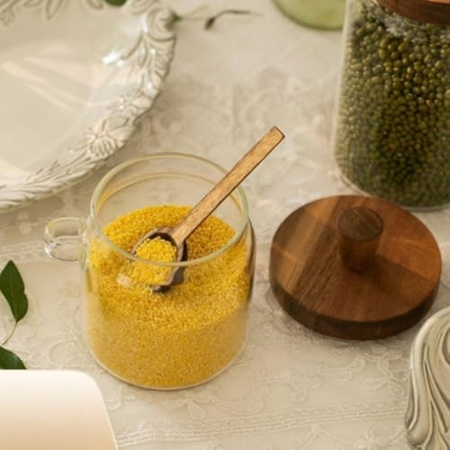 Bote de cristal de 550ml con tapa de madera Garneck para café 5