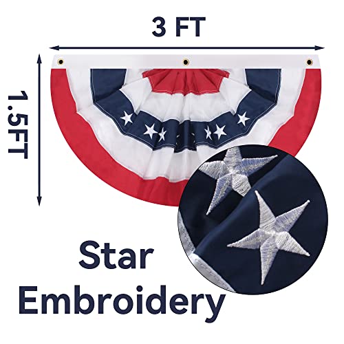 2 Pcs American Flag Patriotic Bunting, 3 X 1.5 Ft Usa Pleated Fan Banner Flags For Outdoor, 4Th Of July Memorial Day Decorations For Porch Railing Holiday Party #TOP1