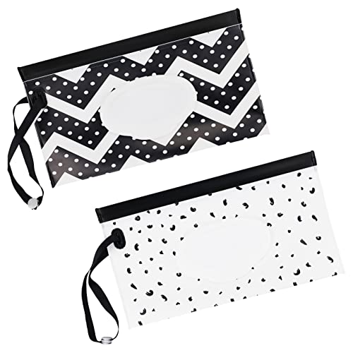 Baby Wet Wipes Pouches, 2 Pcs Baby Wet Wipes Dispensers, Travel Wet Wipes Bags Cases Reusable Refillable, Portable Wipe Carrying Pouches Case for Baby