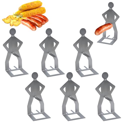 6 Pcs Funny BBQ Stand Man Hot Dog Holder, Portable Hotdog and Sausage Stand by Clapery - Used condition - US$6.86