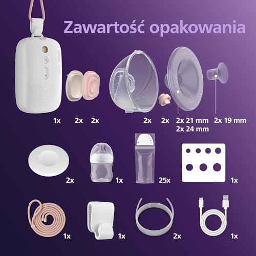 Philips Avent podwójny laktator elektryczny niewymagający użycia rąk, silnik klasy szpitalnej, naśladujący rytm picia dziecka, odciąganie pokarmu do 85 razy na minutę, SCF547/11