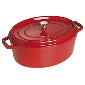 Staub Cast Iron Roaster/Cocotte, Oval 37 cm, 8 L, Cherry Red
