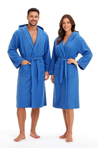 GX GARGIX Accappatoio UNISEX microfibra uomo e donna con cappuccio tasche salvaspazio calibrato (IT, Testo, L, Regular, Regular, L, Amb-1)