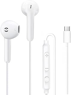 MAS CARNEY Type c Earphones Wired TH9, Wired Earphones Type c with Mic,type-c Headphones for Apple iPhone 15 16 iPad Pro, Sony, Panasonic, Xiaomi Redmi, Oppo Samsung Galaxy S25 S24 A53, Google Pixel