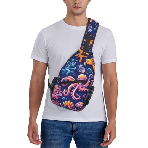 Bolso bandolera con patrón de tortuga y pulpo para mujer y hombre miniatura 7