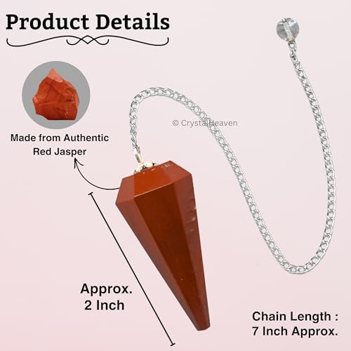 Image of Red Jasper Pendulum Dowsing Tool - Natural Crystal Pendulum for Spiritual Guidance - Premium Dowser Pendulum for Accurate Divination and Energy Healing - Perfect for Energy Healing and Chakra Balancing - Handcrafted with Precision and Elegance