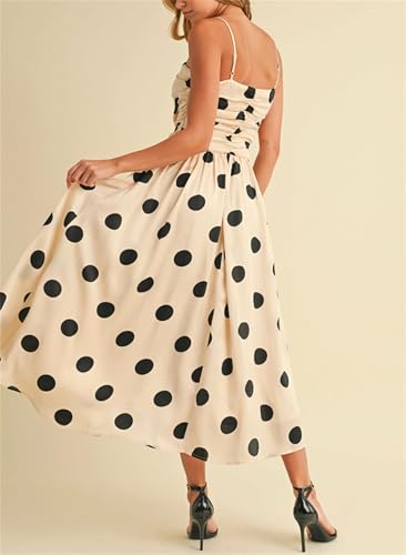 Image of Yuemengxuan Boho Maxi Dresses for Women Spaghetti Strap Flowy Smocked Long Dress Casual Summer Vacation Beach Maxi Dress