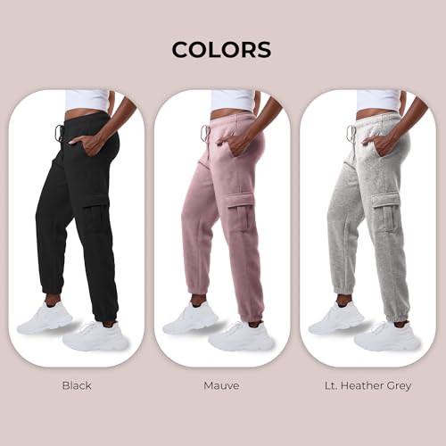 3 Pack Sweatpants Women, Cargo Womens Sweatpants, Fleece Womens Joggers with Pockets (Available in Plus)3