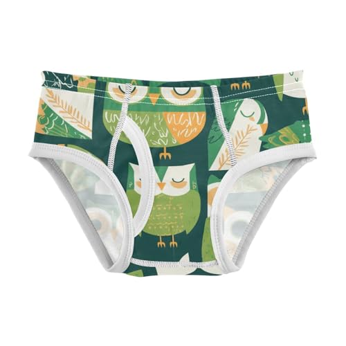 KLL Owl Cute Cartoon Forest Green Toddler Boy Pure Cotton Nighttime Underwear Breathable Undies