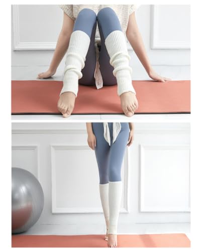 Womens Knitted Stirrup Leg Warmers Knitted Yoga Socks Winter Warm Knit Crochet Boot Cuffs Topper for Dance(White)4