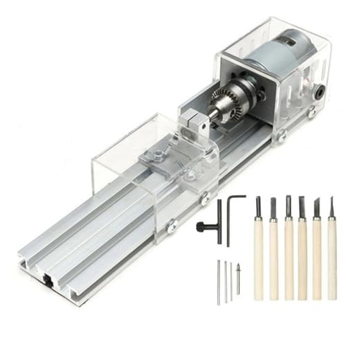 Mini Torno, Mini Sierra De Mesa, 12-24v Metal Pequeño Torno, 6 En 1 Modelo De Madera De Bricol Transparent