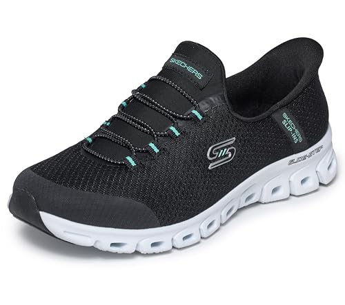 Skechers Women's Hands Free Slip-Ins Sport Active Glide-Step - Pursuit, Black/Turquoise, 6.5