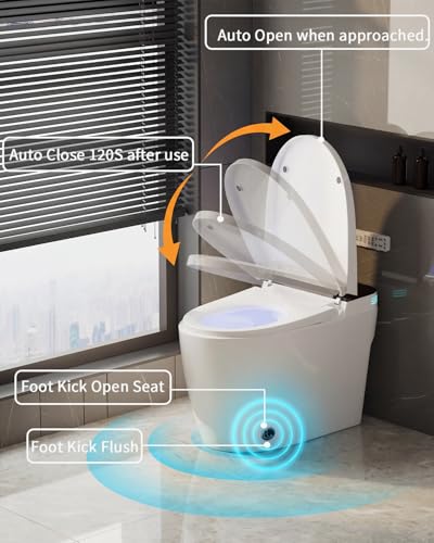 Image of TOTTE Smart Toilet with Bidet, Auto Open /Close Lid, Bidet Toilet with Powerful Flush, Instant Warm Water, Elongated Smart Toilet with Heated Seat, Dryer, Modern Bathroom Toilets with Deodorization