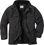 Legendary Whitetails Mens Plaid Flannel Shirt Jacket Quilted with Hood Polyfill Insulated, Charcoal Heather, LRG