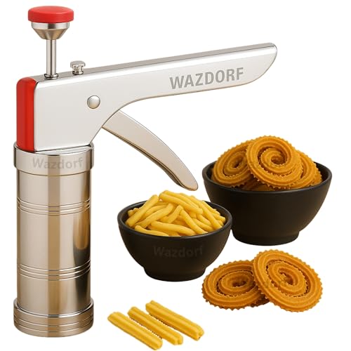Wazdorf Stainless Steel Kitchen Press,Idiyappam Maker Machine with 15 Different Types of Jalies,...