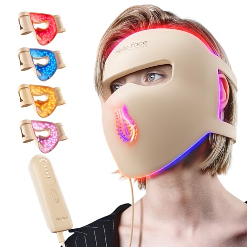 Hello Face 4D Red Light Therapy Mask for Face, 311 LEDs 850nm Infrared Long Light Waves Led Face Mask Light Therapy for Photons Tech, Silicone Skin Improvement for Women with Rechargeable Remote