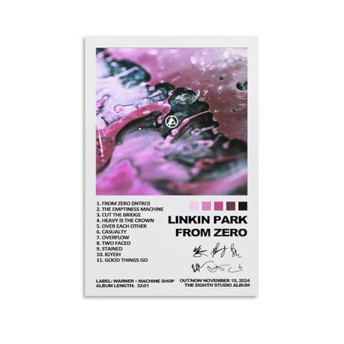 Raatrey Linkin Poster Park Rock Band Music Album Vintage Signed Music Posters for Room Aesthetic Canvas Wall Art Bedroom Decor12x18inch(30x45cm)