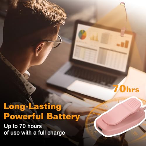 Image of KTEBO 2 Pack Rechargeable Book Light Clip-On Reading Light for Books in Bed | 9 eye-friendly modes from 3 color temperatures and 3 brightness, USB-C up to 30 hrs - Black & Pink