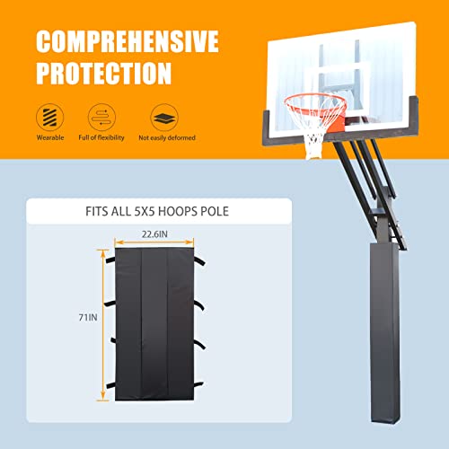 ProSlam Black Basketball Pole Pad 72\" Tall and 2\" Thick Fits 5\"x5\" Pole All-Weather Durable UV-Resistant Waterproof Square Basketball Pole Padding for Player Protection and Safety - Thumbnail 4