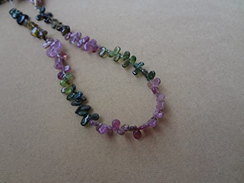 Tourmaline multicolore naturelle perles poires lisses 4 à 6 mm pour fabrication bijoux DIY