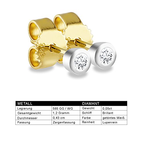 Diamond Line Diamant-Ohrstecker Gold 585 mit 2 Brillianten 0.05 ct. Lupenrein