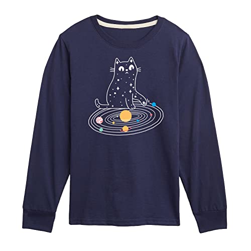 Instant Message - Cat Solar System - Toddler & Youth Long Sleeve Graphic T-Shirt