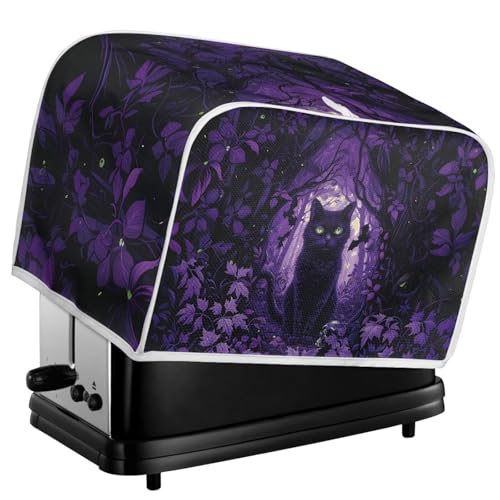 Image of Talayituse Cat Bat Maple Leaves Print 2 Slice Toaster Covers Dust Protection Bread Maker Covers Halloween Decoration Toaster Oven Cloth Cover Kitchen Accessories Washable Appliance Cover, S