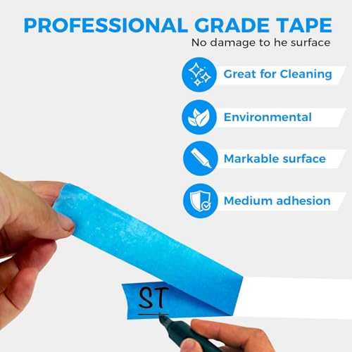 Image of 20 Rolls Blue Painters Tape 1 inch，Blue Painters Tapes，Blues Masking Tapes，Painters Tape Bulk，Suitable for Paint, wall, Painting, Indoor and Outdoor (1 inch X55 Yards, Total 1100 Yards)