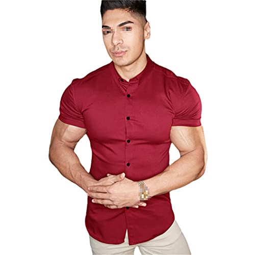 Chemise décontractée manches courtes rouge pour vos terrasses d'été en XXL