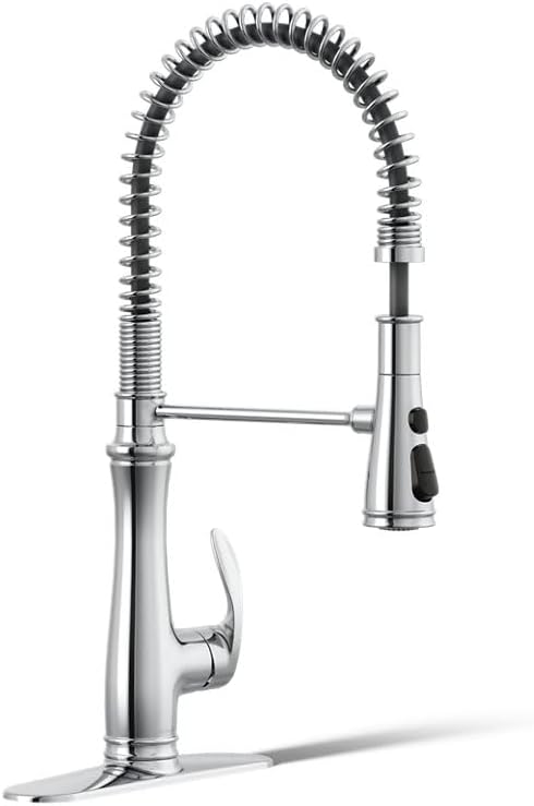 KOHLERK-29106-CP Bellera Pull Down Sprayer Kitchen Sink Faucet, 3 Function Spray Head, Polished Chrome