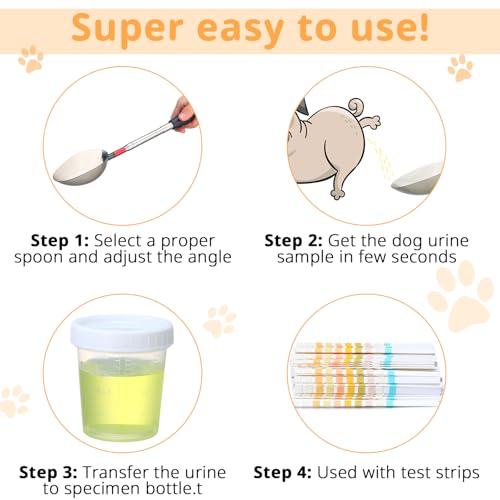 Image of Nuanchu 4 Pcs Dog Urine Collection Kit Includes Pet & Cat Telescopic Urine Sample Collection, Pee Test Strips, Reusable Spoons and Cups for Veterinary Supplies