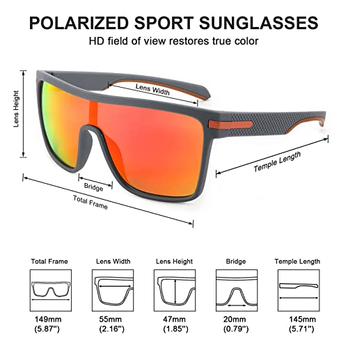Louriy Flat Top Polarized Sport Sunglasses Men Vintage Square Shield Cycling Running Fishing Golf Hiking Sport Glasses Tr90 #TOP3