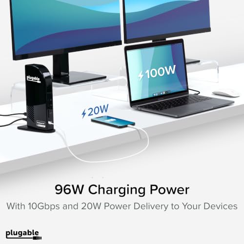 Image of Plugable 13-in-1 USB C Docking Station 4K Triple Monitor with 100W Power Delivery | USB C Dock for Windows, Mac, ChromeOS, Thunderbolt | Driver Required | 3X HDMI and 3X DisplayPort (UD-ULTC4K)