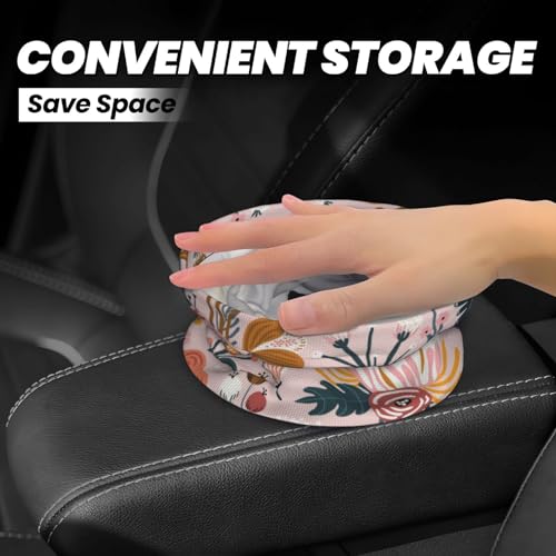 Image of Car Trash Bag Abstract Pink Flowers Waterproof Trash Small Car Can Portable Collapsible Car Garbage Can Hanging for Back Seat Floor or Hanging Headrest Car Decor Road Trip Essentials