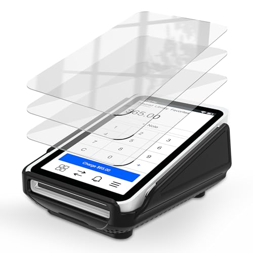 Kailfee Protective Case and Screen Protector*3 for Square Terminal Card Reader - Rubberized Hard Casing with Non-Slip Base and Tempered Glass(Black) Black+3pc