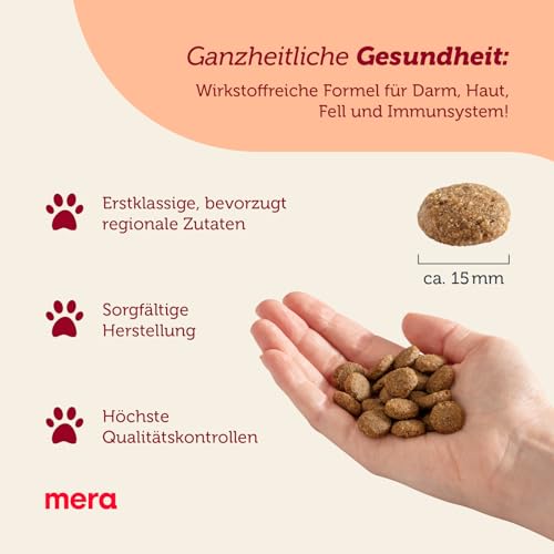 MERA Care Adult mit Lamm & Reis 3x1kg, Hundetrockenfutter für normal aktive Hunde jeder Rasse, mit 66% tierischem Protein, ohne Weizen