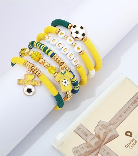 image for doubgood 2026 World Soccer Cup Soccer Bracelets for Women Men, Stackab