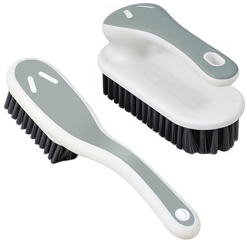 COOLive Soft Scrub Cleaning Brush Stain Remover Brush Fabric Cleaning Brush Laundry Brush Small Scrub Brush Cleaner Household Cleaning Brushes for Carpet Clothes Bathroom Sneaker-2 Pack (Gray)