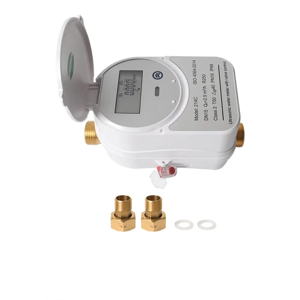 214C Zigbee Smart Ultraschall-Wasserzähler mit Ventilsteuerung, LCD-Display, IP68, hohe Genauigkeit, Wasserverbrauchsmonitor, funktioniert mit Tuya (Hub erforderlich) & Home Assistant (ZHA